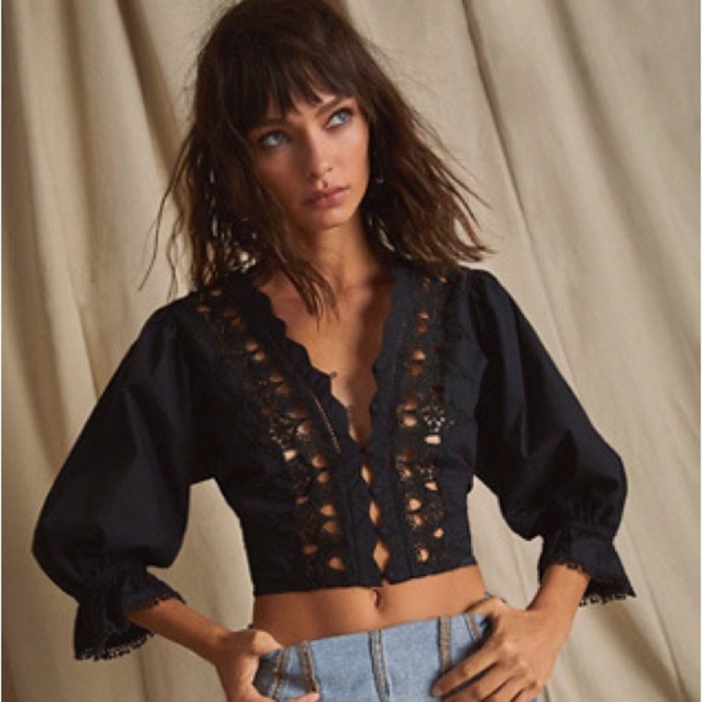 Free People Louella Embroidered Top